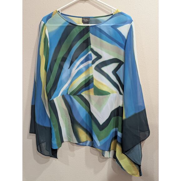 Chico's Black label Traveler's collection pretty mod Drama blouse size 2 - Picture 2 of 11